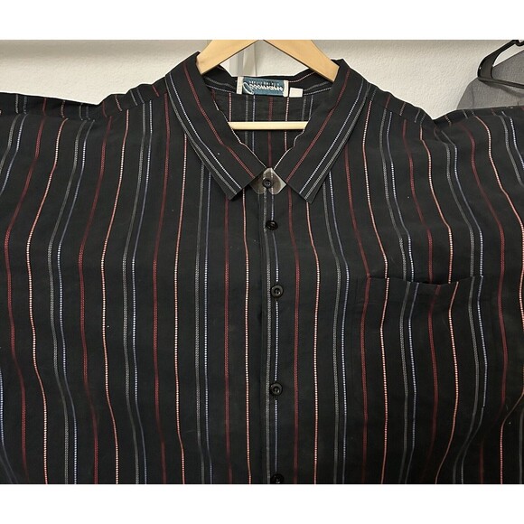 Ossomani Men's 7XB Short Sleeve Button Up Shirt Black, Red, Blue 100% Cotton - Picture 2 of 10